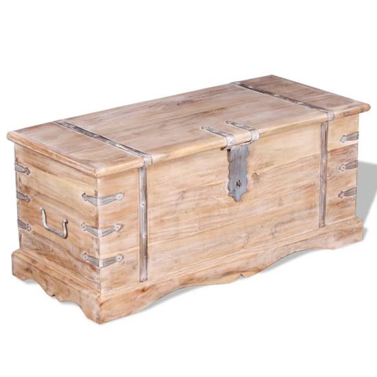 Coffre De Rangement VidaXL ALTA En Bois Massif De Pin Blanc Sur Roulettes - 70L Pour Jouets, Couvertures Et Linge