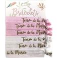 Bracelets en tissu pour enterrement de vie de jeune fille - Cotillons d'Alsace - 6 pièces - 3 roses et 3 blancs-0