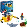 LEGO® City 60263 Le mini sous-marin, Ensemble de jouets avec Mini-figurine Requin Idée Cadeau pour Enfants de 4 ans et plus-0