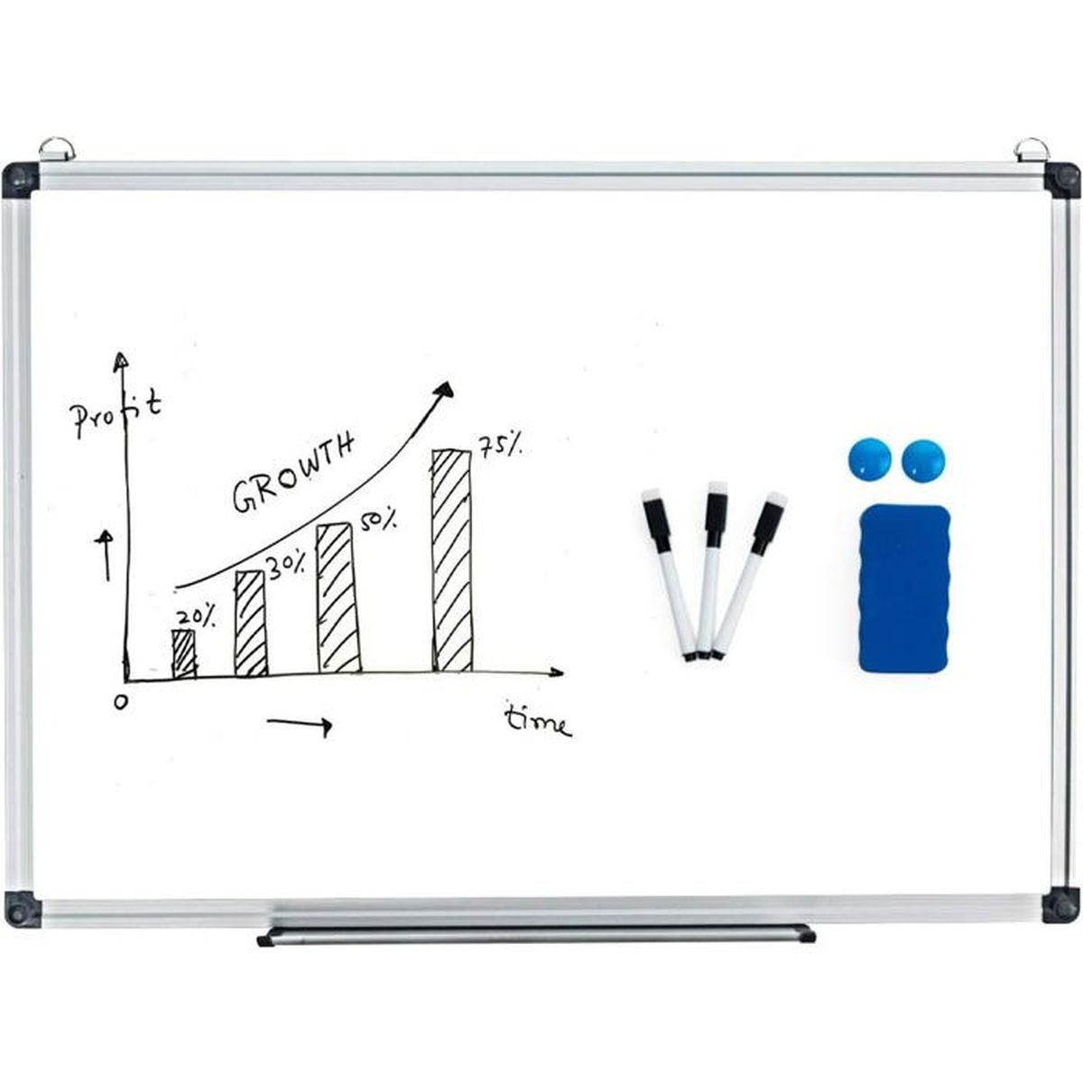 Lot de 4 supports magn/étiques pour marqueurs avec 4 gommes magn/étiques r/églables pour tableau blanc