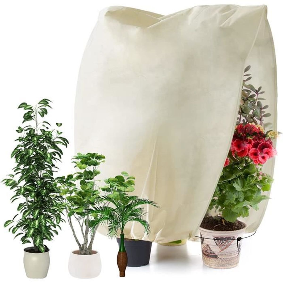 Voile Hivernage Plante 200x240cm Avec Cordon - Housse Protection Gel & Neige Pour Arbustes