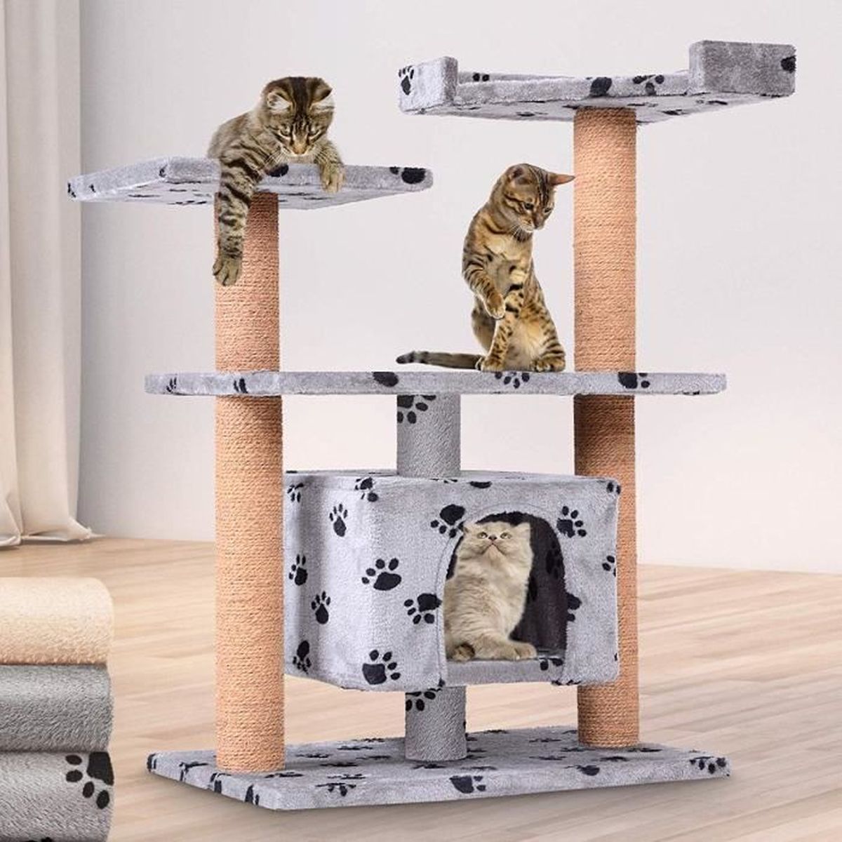 Arbre A Chat Hauteur Cm Avec 3 Plates Formes D Observation Et Grotte Corde De Noix De Coco Gris Avec Pattes Griffoir Cdiscount Animalerie Arbre A Chat Hauteur Cm Avec 3 Plates Formes D Observation Et Grotte Corde De Noix De Coco Gris Avec Pattes Griffoir Cdiscount Animalerie