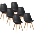FRIXOVEL Chaises de Salle à Manger - Scandinave - Lot de 6 - Noir - Bois Massif - Moderne