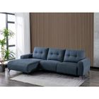 VENTE-UNIQUE Canapé d'angle gauche relax électrique en tissu chiné bleu NERUDA