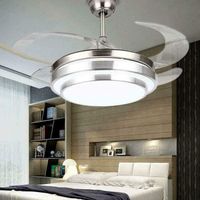 Ventilateur de plafond moderne rétractable 42 `` lumière LED 3 changement de vitesse avec salon à distance 4 pales dimmable chambre 