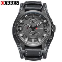 Curren Montres Hommes Hommes de luxe Sport Quartz Montre Cuir Casual Homme Horloge Montres-bracelets gris