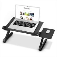 Support PC Table Ordinateur Tablette Lit Pliable Laptop Portable 360 ° Réglable Aluminium Noir