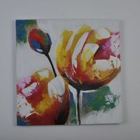 FLOWERY1 Tableau déco toile peinte 60x60 cm multicolore