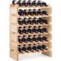 GIANTEX Casier à Vin,Étagères à Vin pour 36 Bouteilles,Stockage du Vin Empilable en Bois Massif à 6 Niveaux,63,2 x 28 x 85,5 cm