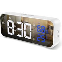 Réveil Numérique, Horloge Numérique LED Horloge Digitale Réveil avec Température/Snooze/Réveil en semaine - Blanc