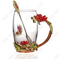 TD® Verre fleur tasse à thé style européen créatif rose émail couleur tasse à eau couleur haute température cadeau