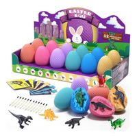 Kit de Fouilles de Dinosaures,12 colorés Kit dExcavation dufs de Dinosaure,Cadeau Jouets et Jeu pour enfants 6-12 Ans