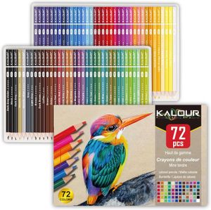 CRAYON DE COULEUR Multicolore Ensemble de 72 crayons de couleur pour livres de coloriage adultes, mine tendre, idéal pour le dessin et l'ombrage, un