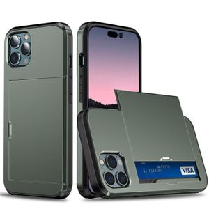 HOUSSE - ÉTUI vert armée-Pour iPhone 14 Pro-Slide Wallet Credit 