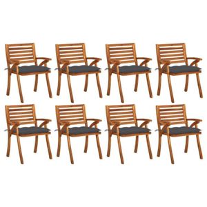 Ensemble table et chaise de jardin BLL Chaises de jardin avec coussins 8 pcs Bois d'acacia solide 7070649366679