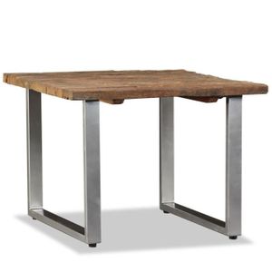 TABLE BASSE Table basse - Bois de traverses massif - Carré - Laqué - 55 x 55 x 40 cm