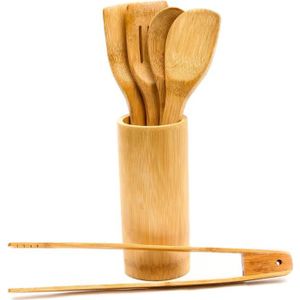 Ustensiles Cuisine Bois Bambou – Set 8 Accessoires (raclette Palettes  Cuillère Spatule Pince Por