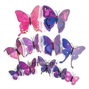 3D-Pack de 12-Stick mur magnétique Trixes 3D Papillons Violet Rose