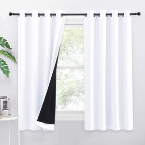 Gris Blanc 132 sur 160cm PONY DANCE Double Rideaux Décoratives Rideaux Oeillets avec Etoiles Motif Isolant Anti Froid pour Chambre 2 Pcs 