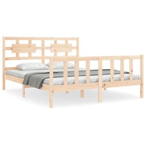 STRUCTURE DE LIT PAI Cadre de lit avec tête de lit king size bois massif A3192561 CQ003
