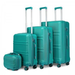 SET DE VALISES Kono Set de 4 Valises Rigide Bagage Cabine 55/65/74cm Valises de Voyage avec 4 roulettes et Serrure TSA + Vanity Case, Bleu