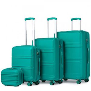 SET DE VALISES Kono Set de 4 Valises Rigide Bagage Cabine 55/65/74cm Valises de Voyage avec 4 roulettes et Serrure TSA + Vanity Case, Bleu