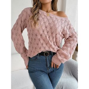 Pull Femme Col Rond Manches évasées - Coupe Ample épaule Dénudée, Tissu Tricoté Léger, Décontracté Pour Automne/hiver