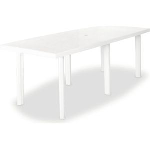 Ensemble table et chaise de jardin Table de jardin Salon De Jardin 210 x 96 x 72 cm Plastique Blanc