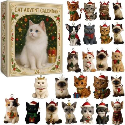 Calendrier De L'Avent Border Collie Noël 2025 - 24 Jours Avec 24 Ornements Acrylique 2D - Décoration De Vacances Chien