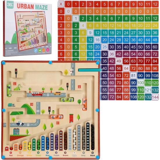 Jeu Labyrinthe Magnétique Montessori JDBlissful – Dinosaure/glace – Nombres Couleurs – Motricité Fine – 3 4 5 6 Ans