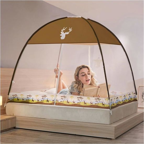 Moustiquaire Pop-Up Pliable Ultra-Légère Pour Lit - Tente Anti-Moustiques Avec Fermeture Éclair Latérale - Idéale Camping, Plage, Jardin