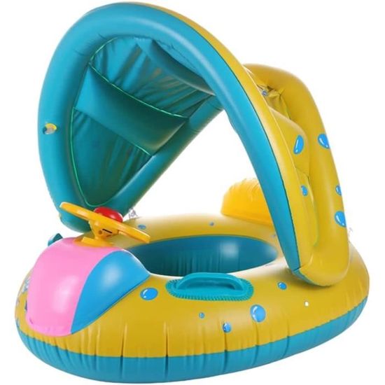 Bouée Bébé Avec Pare-soleil UPF 50+ - Pour 6 à 36 Mois - Gonflable, Stable - Piscine Et Plage