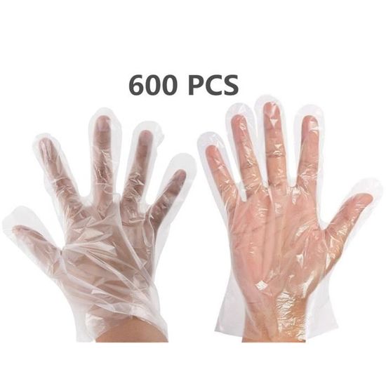 Lot de 300 gants jetables en plastique transparent, gants de préparation  des aliments, gants de travail jetables en polyéthylène pour la cuisine, le