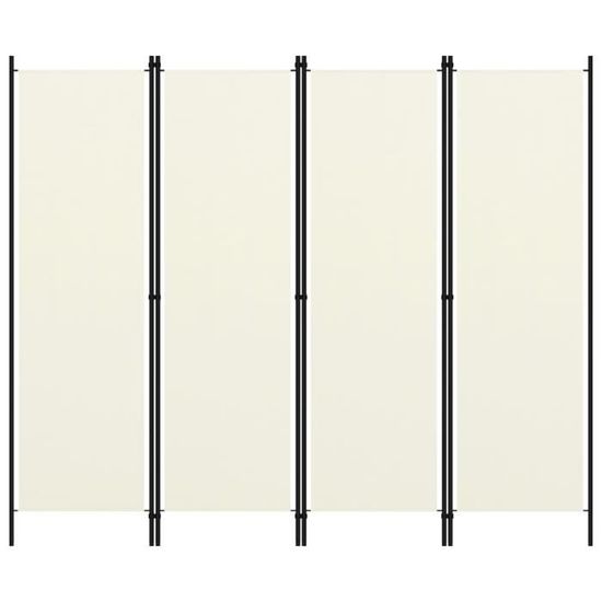 FAS Cloison de séparation 4 panneaux Blanc crème 200x180 cm