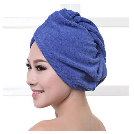 2 Serviettes Cheveux Microfibre - Séchage Rapide - Forme Nœud Papillon - Rose Et Bleu - 27x26cm