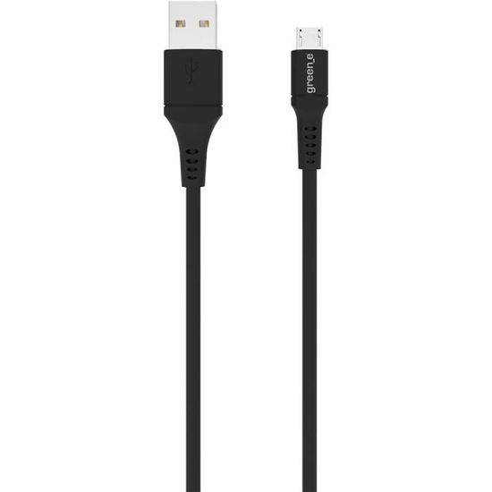GREEN_E Cable micro USB avec attache - 1,2 m - Noir