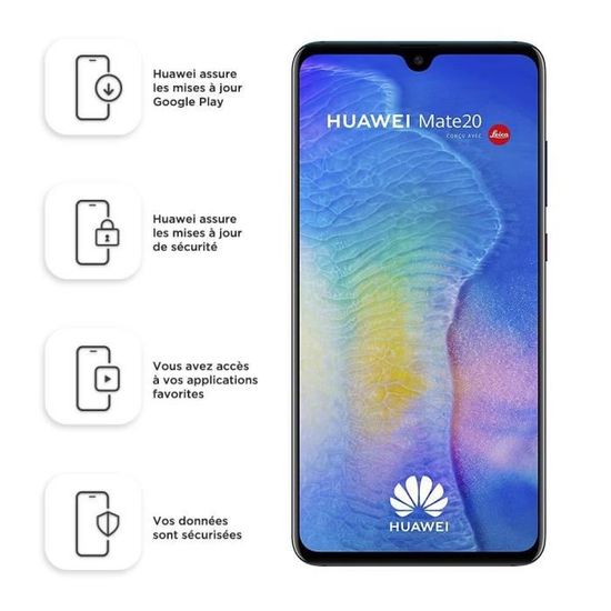 Huawei Mate 20 Smartphone débloqué 4G (6,53 pouces - 128 Go/4 Go - Double Nano-SIM - Android) Violet [Version européenne]