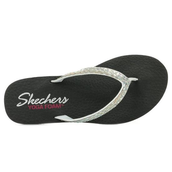 Tongs - Skechers Mediation - Blanc/Noir - Femme