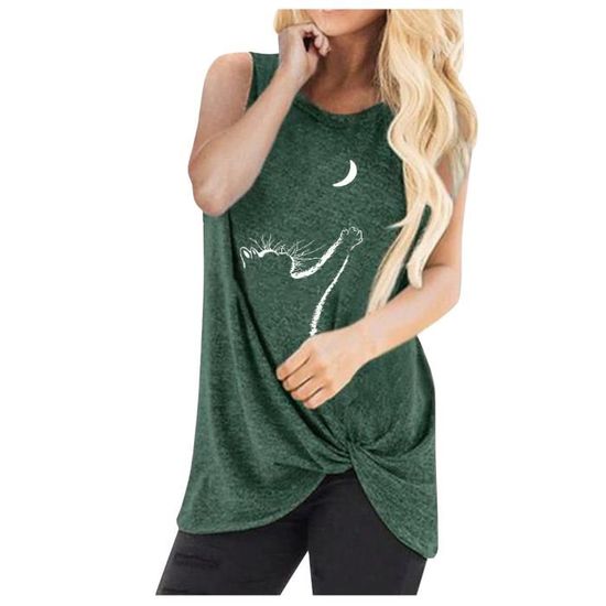 Débardeur Pour Femme Pull Gilet Chemisier T-Shirt Uni Col Rond