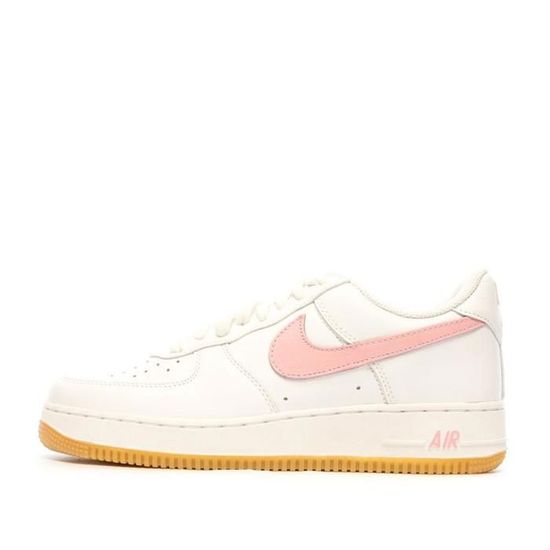 Baskets Nike AIR FORCE 1 LOW RETRO Cuir Boucle de serrage Blanc rose Blanc rose Cdiscount Chaussures