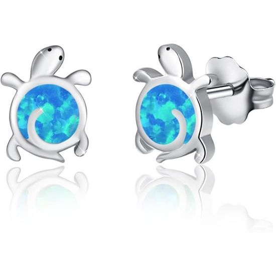Boucles D'oreilles Argent 925 Saphir Bleu Naturel - Clous Ovales Faits Main