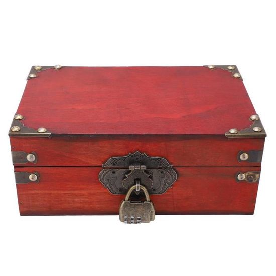 Coffre Au Trésor Vintage PRITOK - Bois 15x12x7.5cm - Serrure à Clé - Décoration Pirate