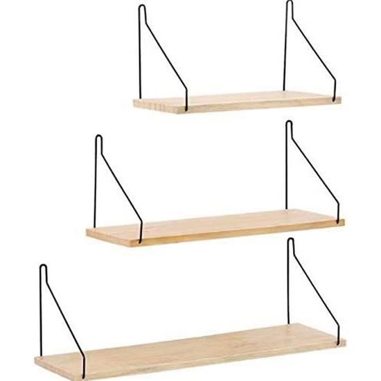 3pcs Etagere Murale Bois Et Metal Pour Salon Chambre Bureau Salle De Bains Et Cuisine Avec 14 Crochets Cdiscount Maison
