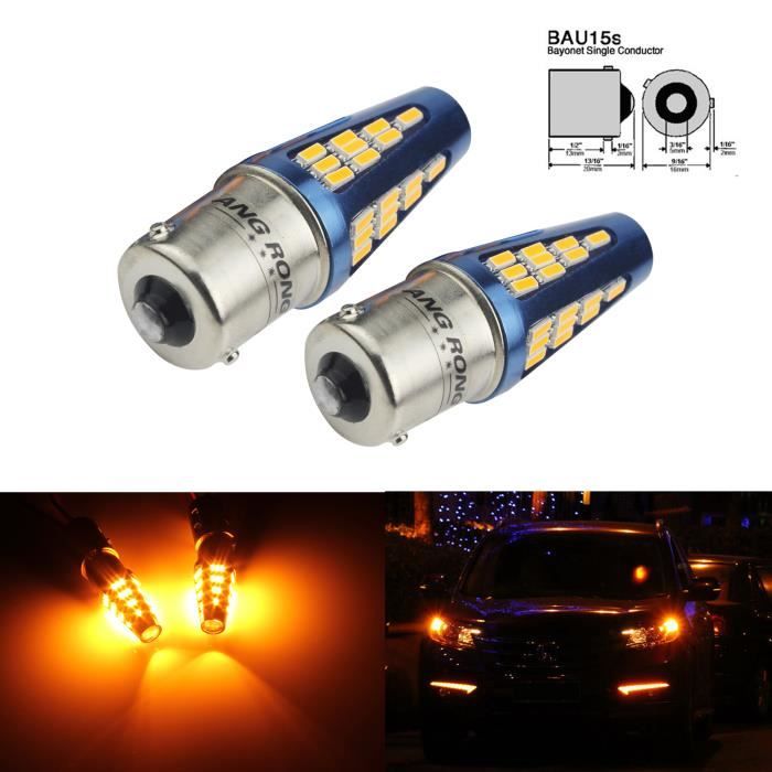 2x PY21W BAU15s Ampoule 48 SMD 5W LED Clignotant Feu de Recul Orange Jaune 9-30V