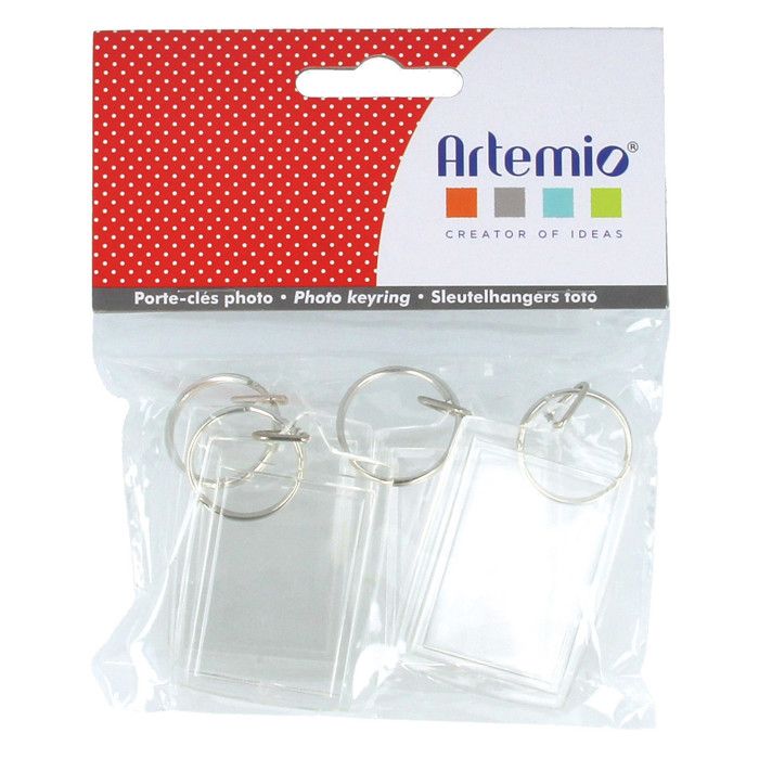 Porte-clés transparents Rectangle 4 pièces 3 x 4,5 cm - Artémio Incolore
