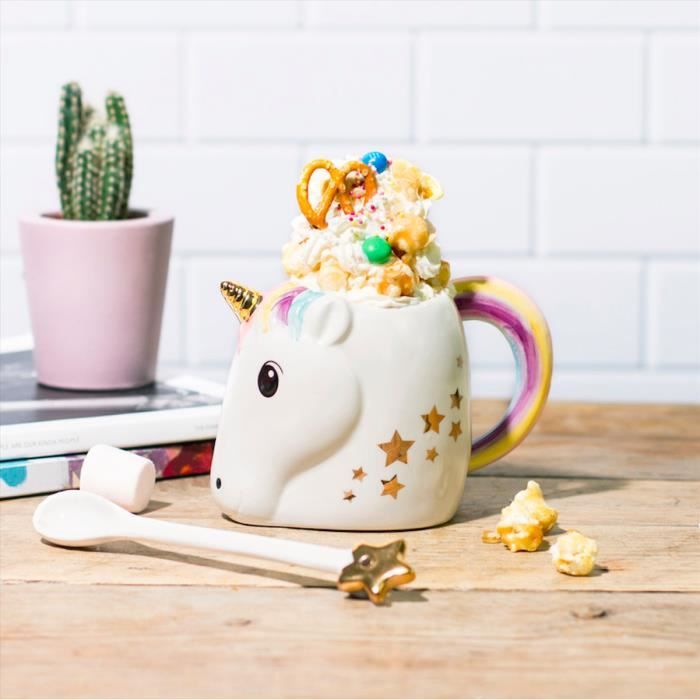 Tasse magique et cuillère licorn