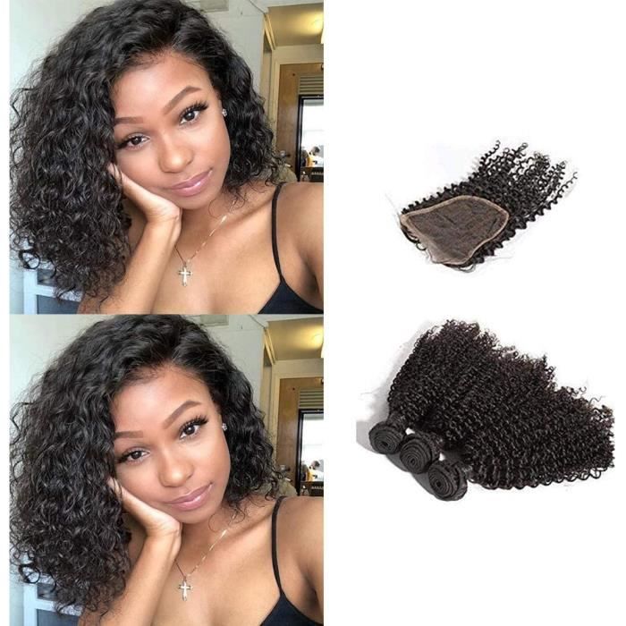Extensions de cheveux BLISSHAIR 3 boules plus le frontal Bresilienne Kinky curly cheveux vierges de Tissages Extensions 313828