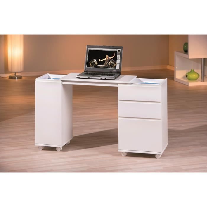 Bureau extensible coloris blanc laqué