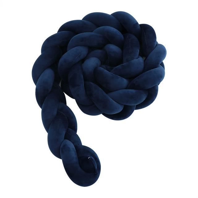 Tour de lit bebe 150 cm - tour de lit tresse bebe fille et les garçon coussin serpent bébé Bleu foncé