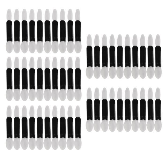 PINCEAUX Jetables Outils à Double Brosse éponge Indéterminée Fard à Paupières Applicateurs 50pcs Noire la16565